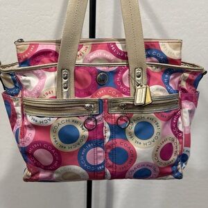 Coach Multi-color Daisy Scarf Print Tote Bag